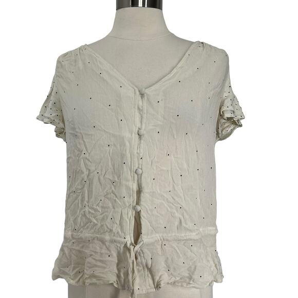 LUCKY BRAND Sheer Polka Dot Blouse SZ MD - Picture 1 of 11